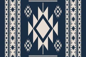 Ethnic Navajo seamless pattern. Blue-white color ethnic southwest pattern use for carpet, rug, tapestry, mat or home decoration elements. Ethnic boho southwest border stripes fabric design. vector