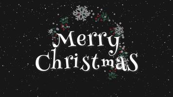 glad jul animerad visas text isolerat på svart bakgrund, lämplig för högtider, årsslut högtider, jul, fester video