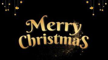 Merry Christmas animated appearing text isolated on black background, Suitable for holidays, year-end holidays, Christmas, celebrations video