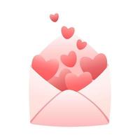 Pink envelope with small hearts. Valentine's day decoration. Isolated cartoon vector illustration