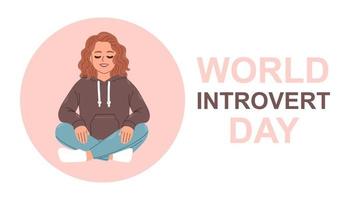 día mundial del introvertido. 2 de enero. concepto de vacaciones. plantilla para fondo, pancarta, tarjeta, póster. eps10 vectoriales vector