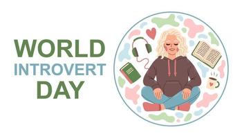 World Introvert Day. January 2. Holiday concept. Template for background, banner, card, poster. Vector EPS10