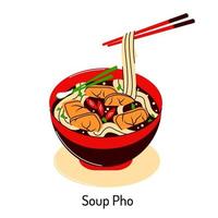 ilustración de vector brillante de comida asiática. menú vietnamita, platos asiáticos para menús y restaurantes.