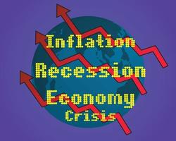 crisis económica mundial recesión inflación 2023 vector