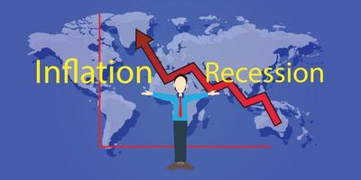 crisis económica mundial recesión inflación 2023t vector