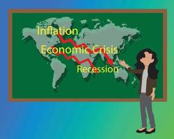 crisis económica mundial recesión inflación 2023t vector