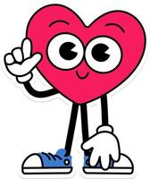 Heart Character pose stand and finger pointing up vector