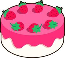 Vanilla Strawberry Cake Dessert Icon Element illustration Flat Sticker Black Style vector