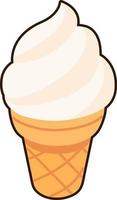 cono de helado de vainilla postre icono elemento ilustración pegatina plana estilo negro vector