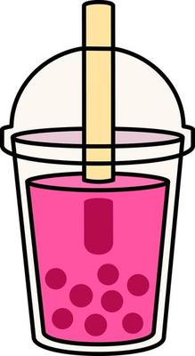 Bubble Milk Tea Dessert Icon Element illustration colored outline