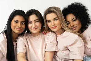 Group of different ethnicity women. Multicultural diversity and friendship. photo