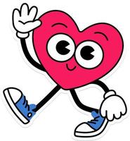 Heart Character pose walking and hand up like say hi vector