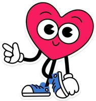 Heart Character pose stand and finger pointing a little bit up vector