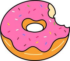 donut de fresa con marca de mordedura postre icono elemento ilustración esquema de color vector