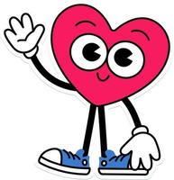 Heart Character pose stand and hand up like say hi vector