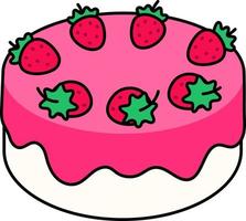 Vanilla Strawberry Cake Dessert Icon Element illustration colored outline vector