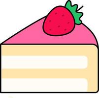 A Piece of Vanilla Strawberry Cake Dessert Icon Element illustration colored outline vector