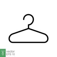 Hanger icon. Wardrobe, hanger with hook for cloth, coat, suit, dress. Rack equipment, cloakroom. Simple flat style. Vector illustration isolated on white background. EPS 10.