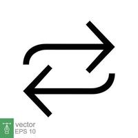 Double reverse arrow, replace icon. Simple outline style. Transfer, switch, swap, flip, change, exchange linear sign on white background. Thin line vector illustration. EPS 10.