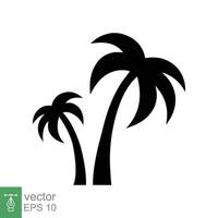 Palm tree icon. Simple solid style. Coconut, palmetto, tropical island tree, silhouette palmtree symbol. Glyph vector illustration isolated on white background. EPS 10.