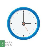 icono plano de reloj analógico. símbolo de gestión del tiempo, cronómetro con flecha de hora, minuto y segundo. ilustración vectorial simple aislada sobre fondo blanco. eps 10. vector