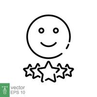 icono de revisión del cliente. estilo de esquema simple. Tasa de 5 estrellas, calificación de calidad, símbolo de línea de cinco estrellas, mejor servicio, satisfacción del cliente. ilustración vectorial aislado sobre fondo blanco. eps 10. vector