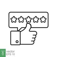 Customer review icon. Simple outline style. 5 stars rate, quality rating, five stars line symbol, best service, customer satisfaction. Vector illustration isolated on white background. EPS 10.