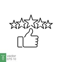 Customer review icon. Simple outline style. 5 stars rate, quality rating, five stars line symbol, best service, customer satisfaction. Vector illustration isolated on white background. EPS 10.