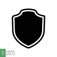 Shield icon. Simple flat style. Black silhouette shield with frame shape, safe, secure, security badge, safety concept. Vector design illustration isolated on white background. EPS 10.