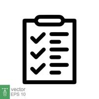 Checklist icon. Simple flat style. Clipboard with check list, report note, document test concept. Vector illustration isolated on white background. EPS 10.