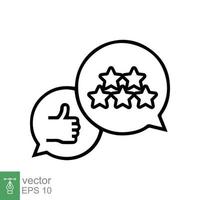 Customer review icon. Simple outline style. 5 stars rate, quality rating, five stars line symbol, best service, customer satisfaction. Vector illustration isolated on white background. EPS 10.