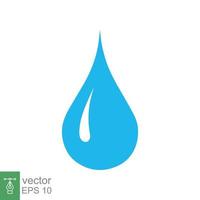 Blue water drop icon. Simple flat style. Droplet,  raindrop, moisture, drip, clean, pure, liquid, nature concept. Vector illustration isolated on white background. EPS 10.