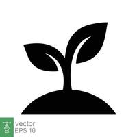 Seedling icon. Simple flat style. Seed, sapling, plant sprout, small tree growth, leaf, eco concept. Solid, glyph symbol. Vector illustration design isolated on white background. EPS 10.