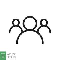 icono del equipo estilo de esquema simple. símbolo de línea de personas, comunidad, sociedad, tripulación, escuadrón, signo social. ilustración de vector de línea delgada aislada sobre fondo blanco. eps 10.