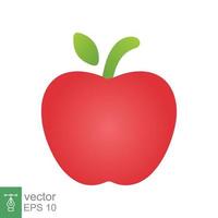 Red apple icon. Simple flat style. Fresh apple fruit with leaves, green leaf, glossy, food concept. Vector illustration isolated on white background. EPS 10.