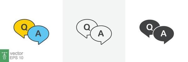 FAQ, questions and answers icon. Line, glyph and filled outline colorful version, Q and A speech outline and filled sign. Symbol, logo illustration. Different style icons set vector graphics. EPS 10.