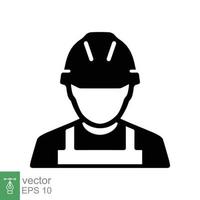 Construction worker icon. Simple flat style. Worker hat, contractor hard helmet, builder man, hardhat, safety concept. Vector illustration isolated on white background. EPS 10.