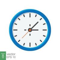 icono plano de reloj analógico. símbolo de gestión del tiempo, cronómetro con flecha de hora, minuto y segundo. ilustración vectorial simple aislada sobre fondo blanco. eps 10. vector