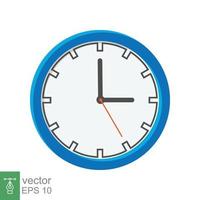 Analog clock flat icon. Time management symbol, chronometer with hour, minute and second arrow. Simple vector illustration isolated on white background. EPS 10.