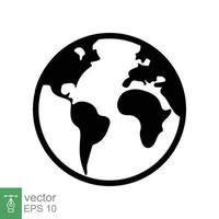 Globe icon. Simple flat style. Planet earth, world map, geography concept. Vector illustration isolated on white background. EPS 10.