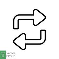 Double reverse arrow, replace icon. Simple outline style. Transfer, switch, swap, flip, change, exchange linear sign on white background. Thin line vector illustration. EPS 10.