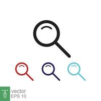 Magnifying glass or search icon. Simple flat style. Lupe lens, find, look, seek, zoom tool, enlarge, search button concept. Vector illustration isolated on white background. EPS 10.