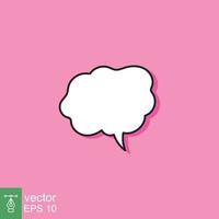 Cloud cartoon speech bubble icon. Simple flat style. Hand drawn, doodle, communication concept. Vector illustration isolated on pink background. EPS 10.