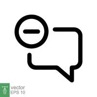 Cancel comment icon. Simple flat style. Remove, delete chat box, speech bubble with cross symbol, communication concept. Vector illustration isolated on white background. EPS 10.