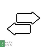 Double reverse arrow, replace icon. Simple outline style. Transfer, switch, swap, flip, change, exchange linear sign on white background. Thin line vector illustration. EPS 10.