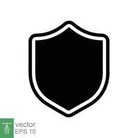 Shield icon. Simple flat style. Black silhouette shield with frame shape, safe, secure, security badge, safety concept. Vector design illustration isolated on white background. EPS 10.