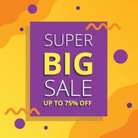 Super big sale banner, discount price up to 75 off, mega event, flyer template for business promotion and social media promo. Vector design illustration EPS 10.