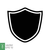 Shield icon. Simple flat style. Black silhouette shield with frame shape, safe, secure, security badge, safety concept. Vector design illustration isolated on white background. EPS 10.