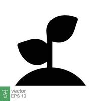 Seedling icon. Simple flat style. Seed, sapling, plant sprout, small tree growth, leaf, eco concept. Solid, glyph symbol. Vector illustration design isolated on white background. EPS 10.