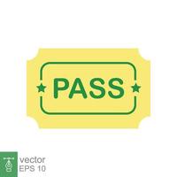 Pass stamp. Simple flat style. Passed seal, approved mark, document check, green symbol, ok badge. Vector illustration isolated on white background. EPS 10.